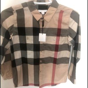 New With Tags Boys Burberry Check Dress Shirt Size 10Y